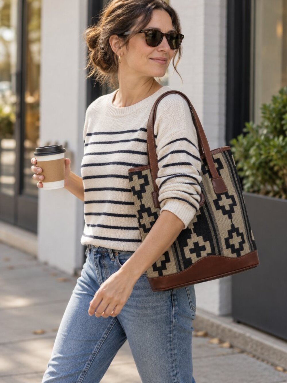 El Nandu Tradicional Leather and Woven Tote Bag and Backpack....1026